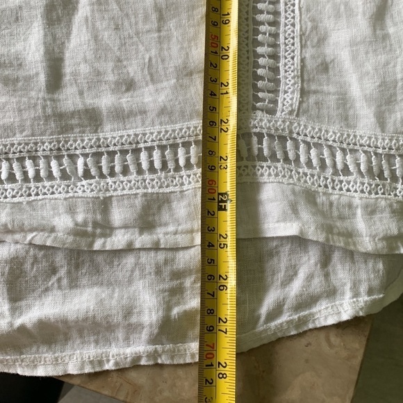 Alessia Pacini White Linen and Lace Cap Sleeve Top Small white boho‎ Lagenlook - Picture 10 of 10